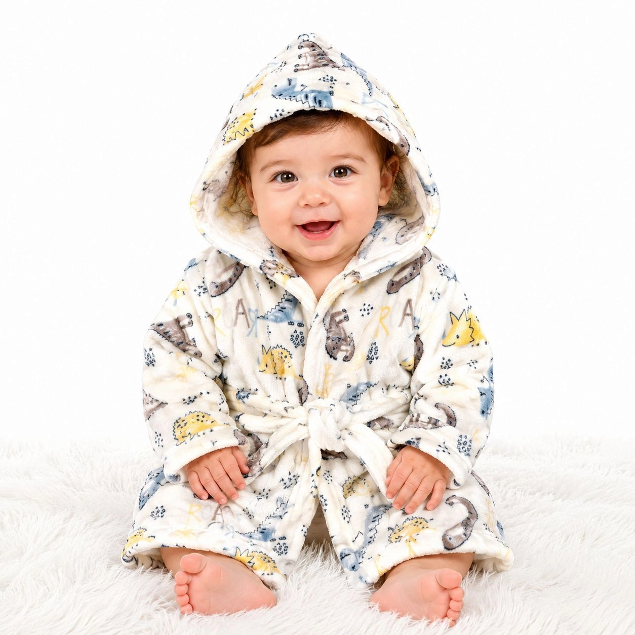 Premium Baby Hooded Bath Gown (Dino)