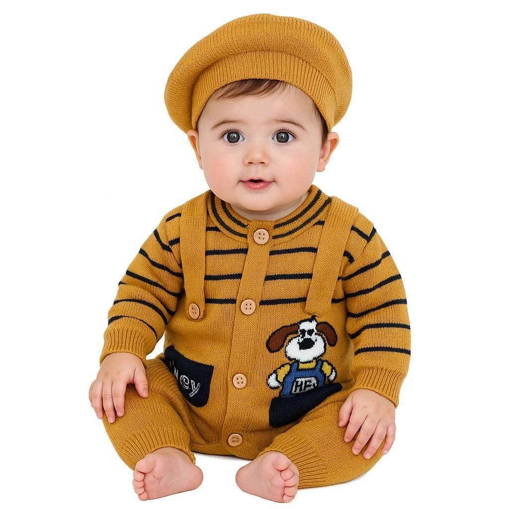 Imported Woolen Baby Rompers with cap