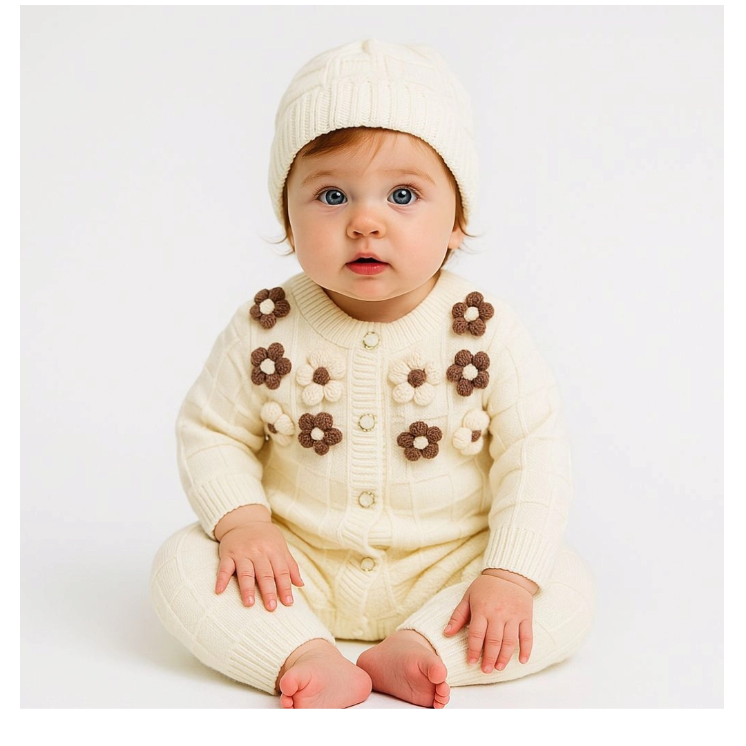 Imported Woolen Baby Rompers with cap