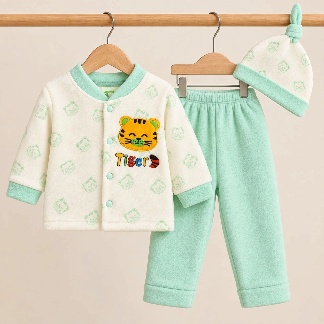 BS Winter Fleece Pajama Shirt With Cap(0-3 months)