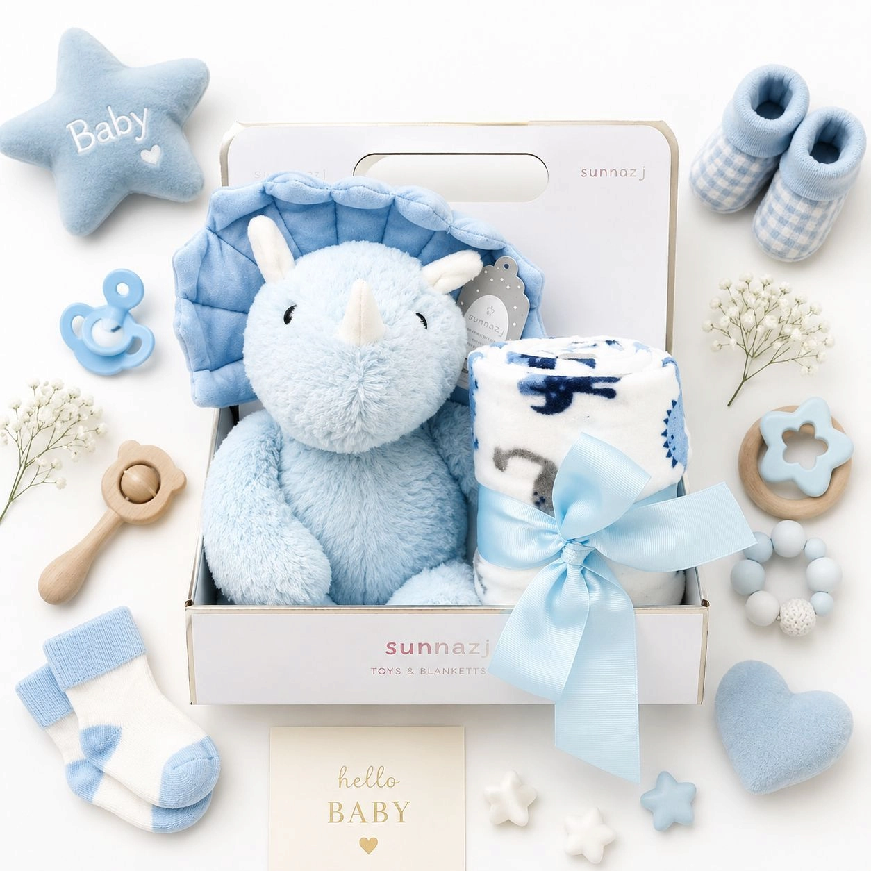 Sunnozy baby blanket with Toy Rhino