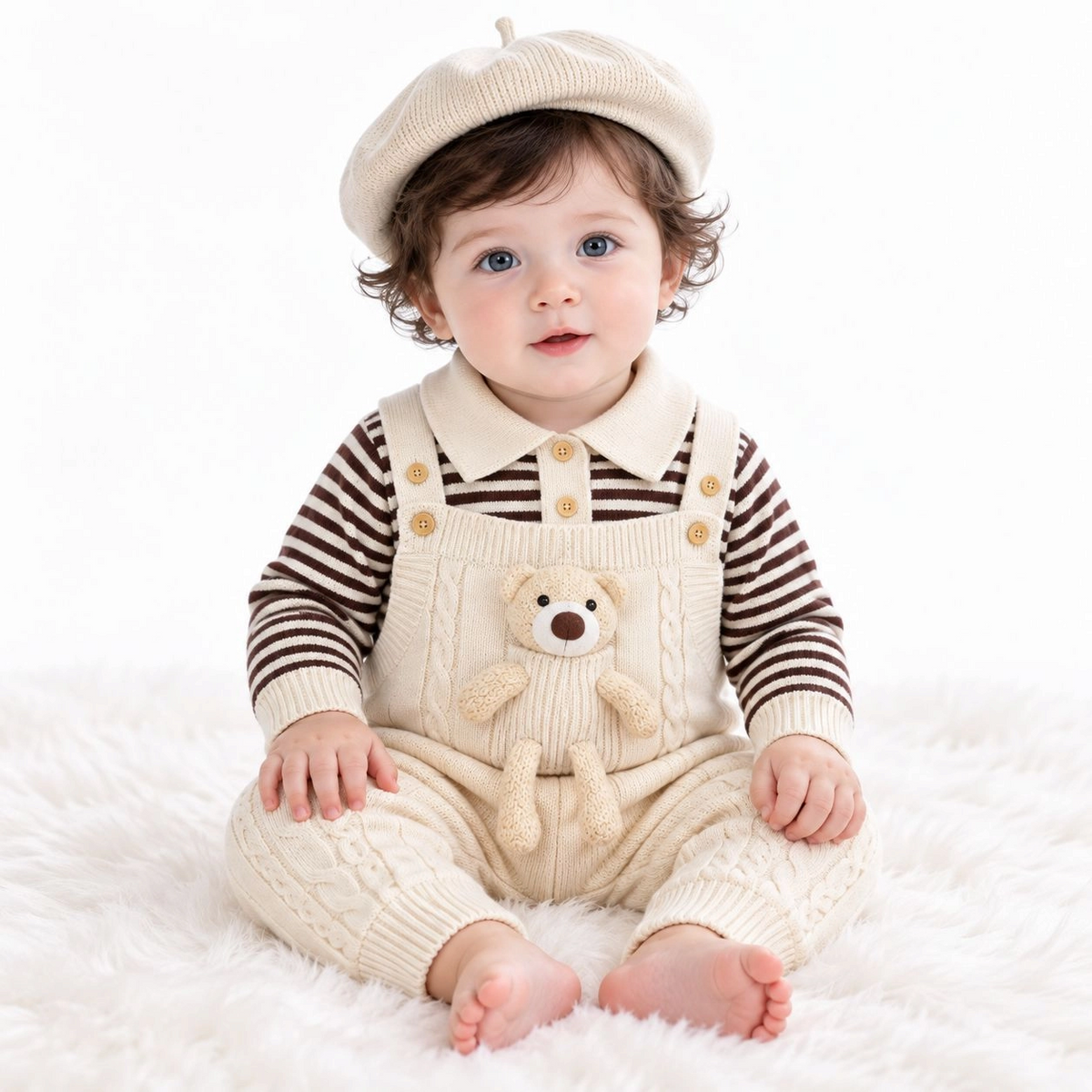 Imported Woolen Baby Rompers With Cap