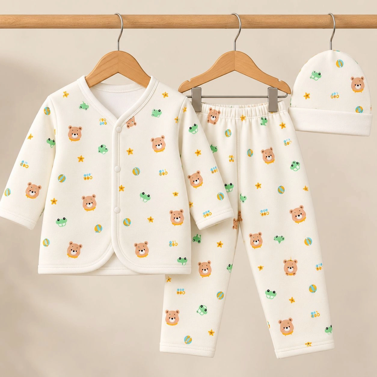 LC Winter Pajama Shirt With Cap(0-3 months)