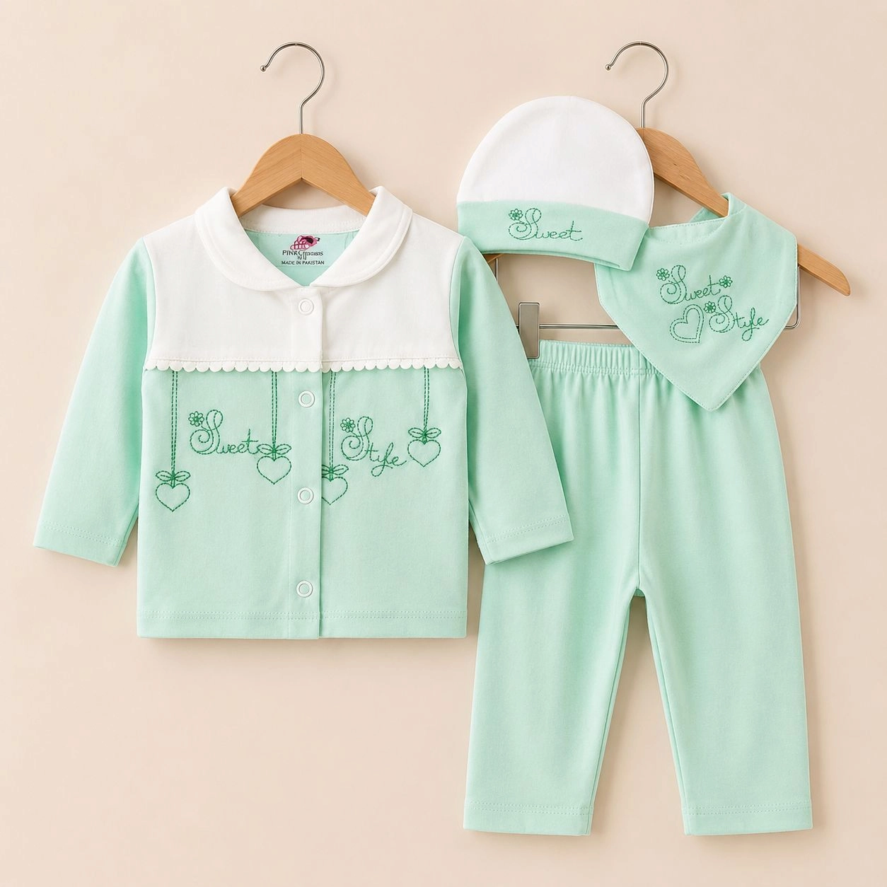 Baby Pajama Suit with Cap n Bib SK(0-3 months)