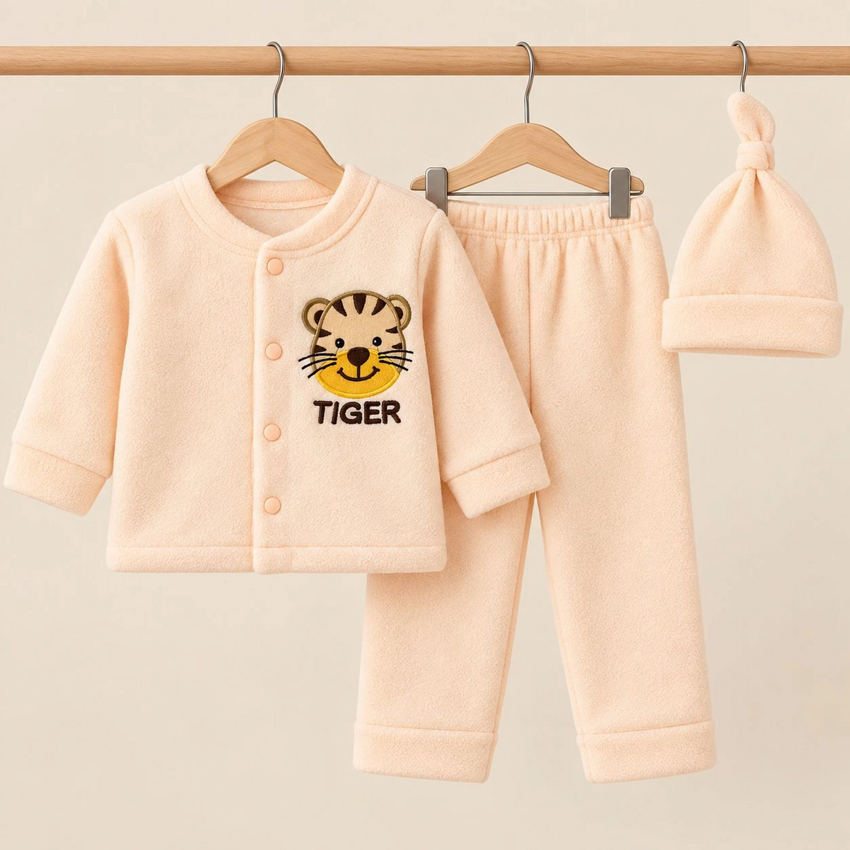 BS Winter Fleece Pajama Shirt With Cap(0-3 months)