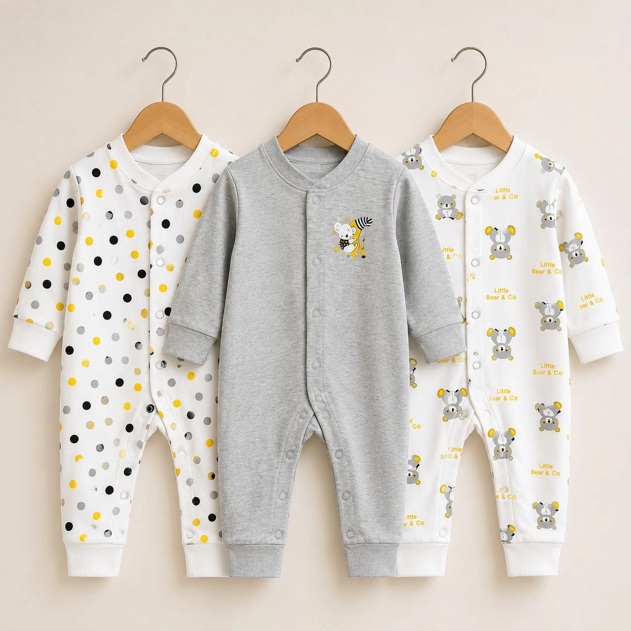 Carters Pack of 3 Sleep Suit Rompers Collection GR (Open Feet)