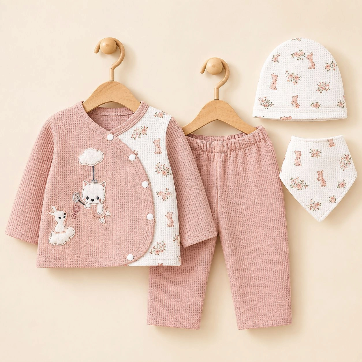 Baby Pajama Suit with Cap & Bib(0 size)