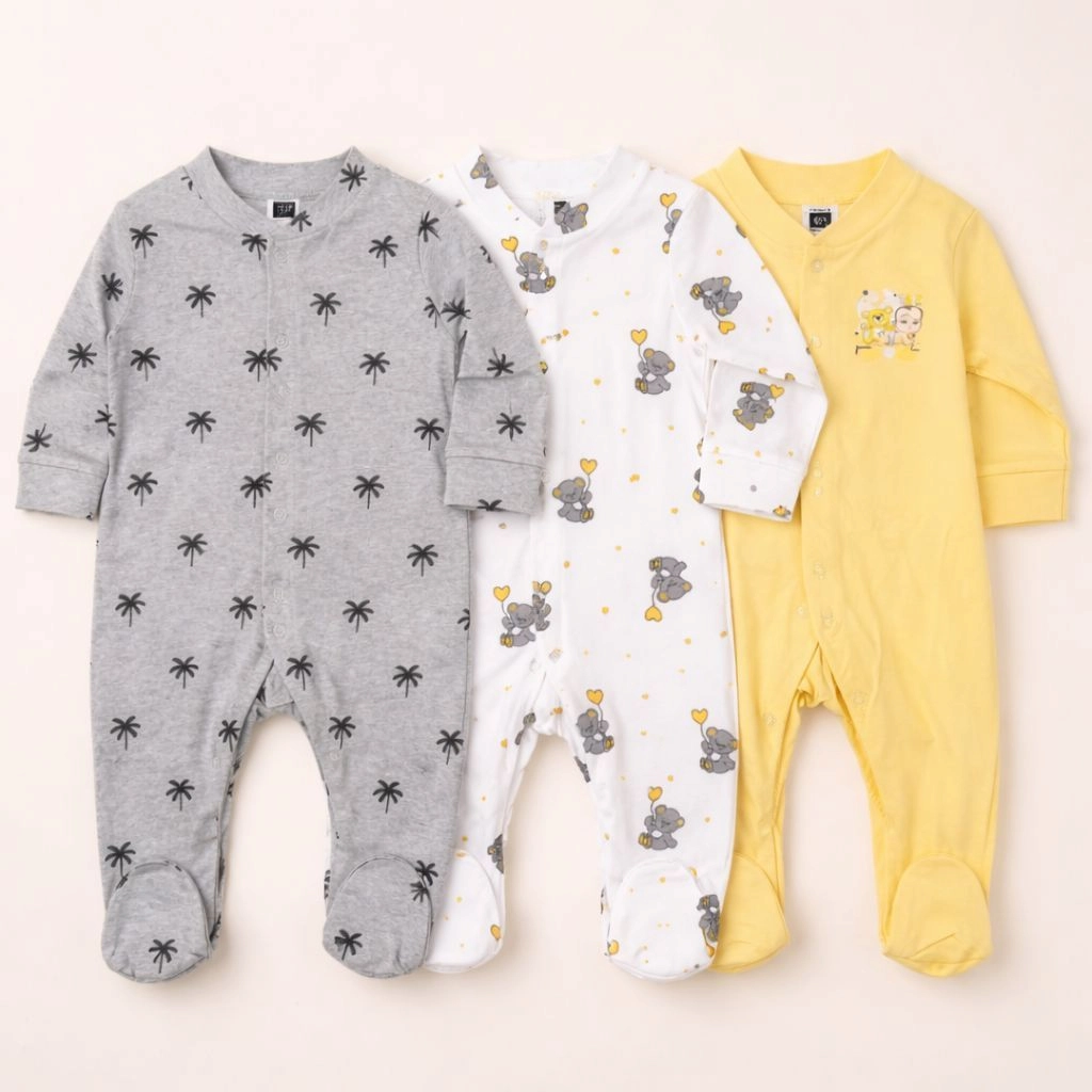 Carters Pack of 3 Sleep Suit Rompers Collection Y (open feet )