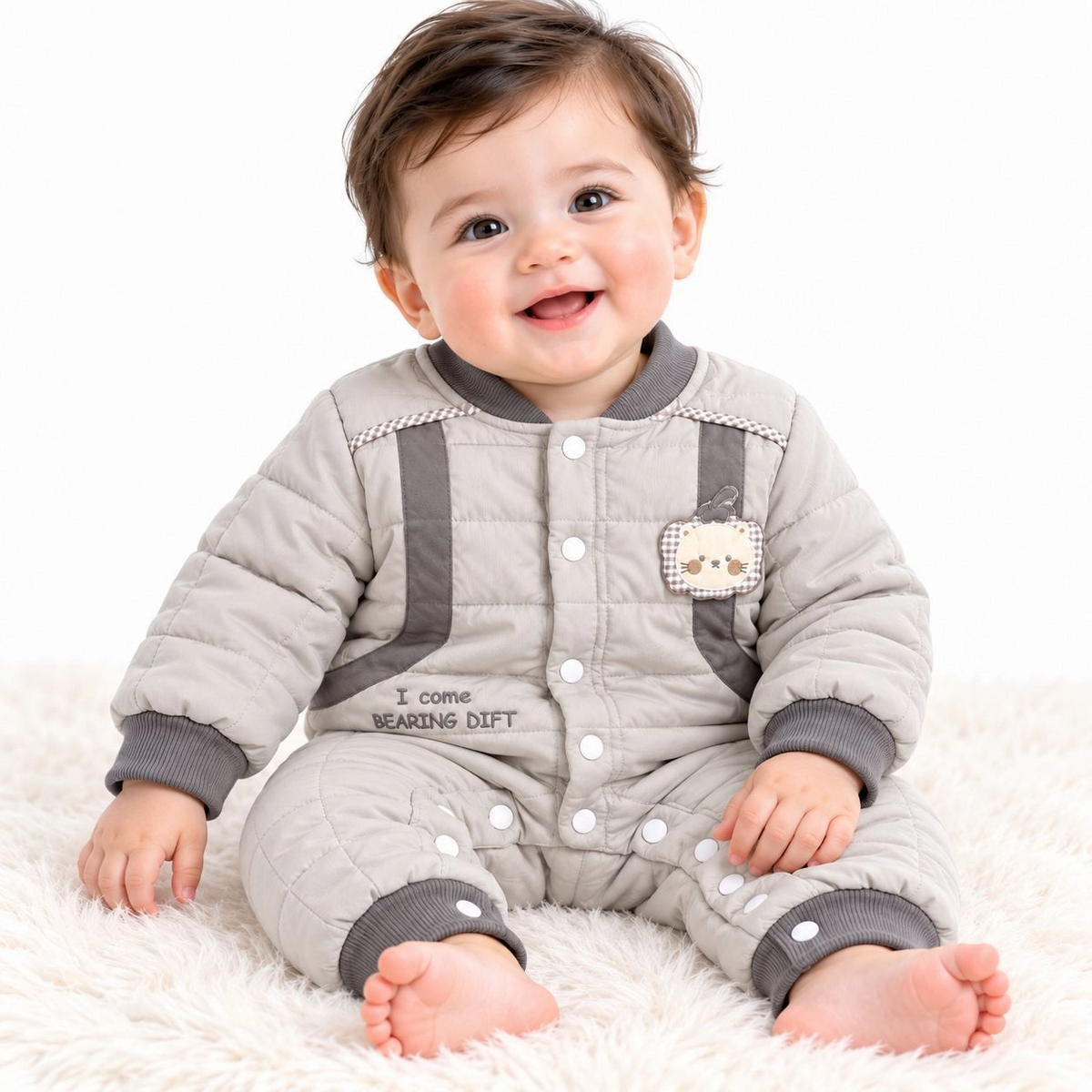 Baby Quilted Foaming Winter Rompers – Cozy & Stylish