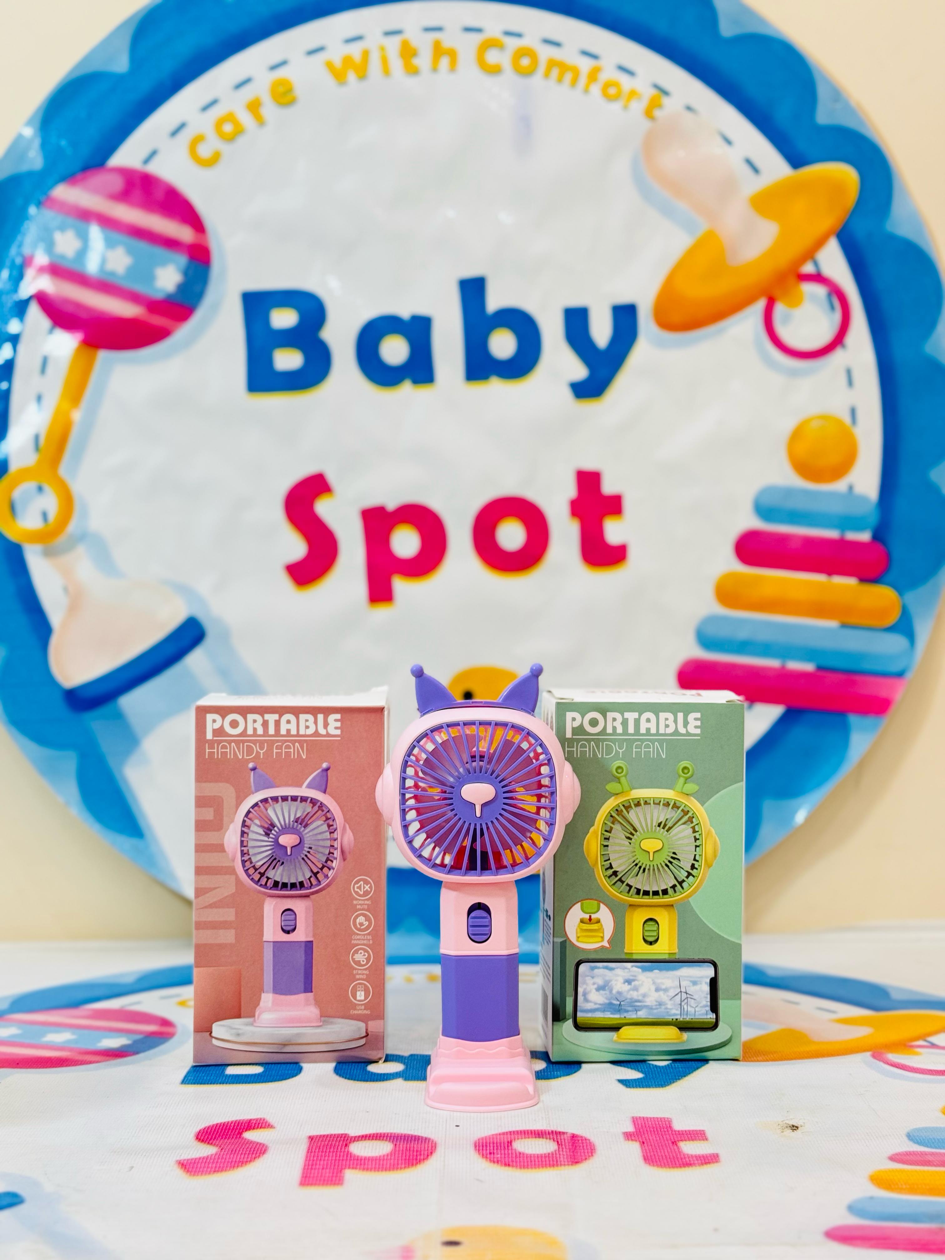 Imported Rechargeable Mini Electric Hand Fans

Cool Breeze On-The-Go!

Beat the heat with our cute and powerful mini electric fans, perfect for babies, moms & outdoor use – available in multiple fun designs & models!

Features:

Rechargeable & portable

Multiple stylish designs

Lightweight & baby-friendly

Ideal for strollers, diaper bags & travel

Perfect for:

Hot summer outings

Keeping your baby cool

Gifting & everyday use

Shop Now at: www.babyspotofficial.pk

Trusted Baby Store | Fast Delivery All O