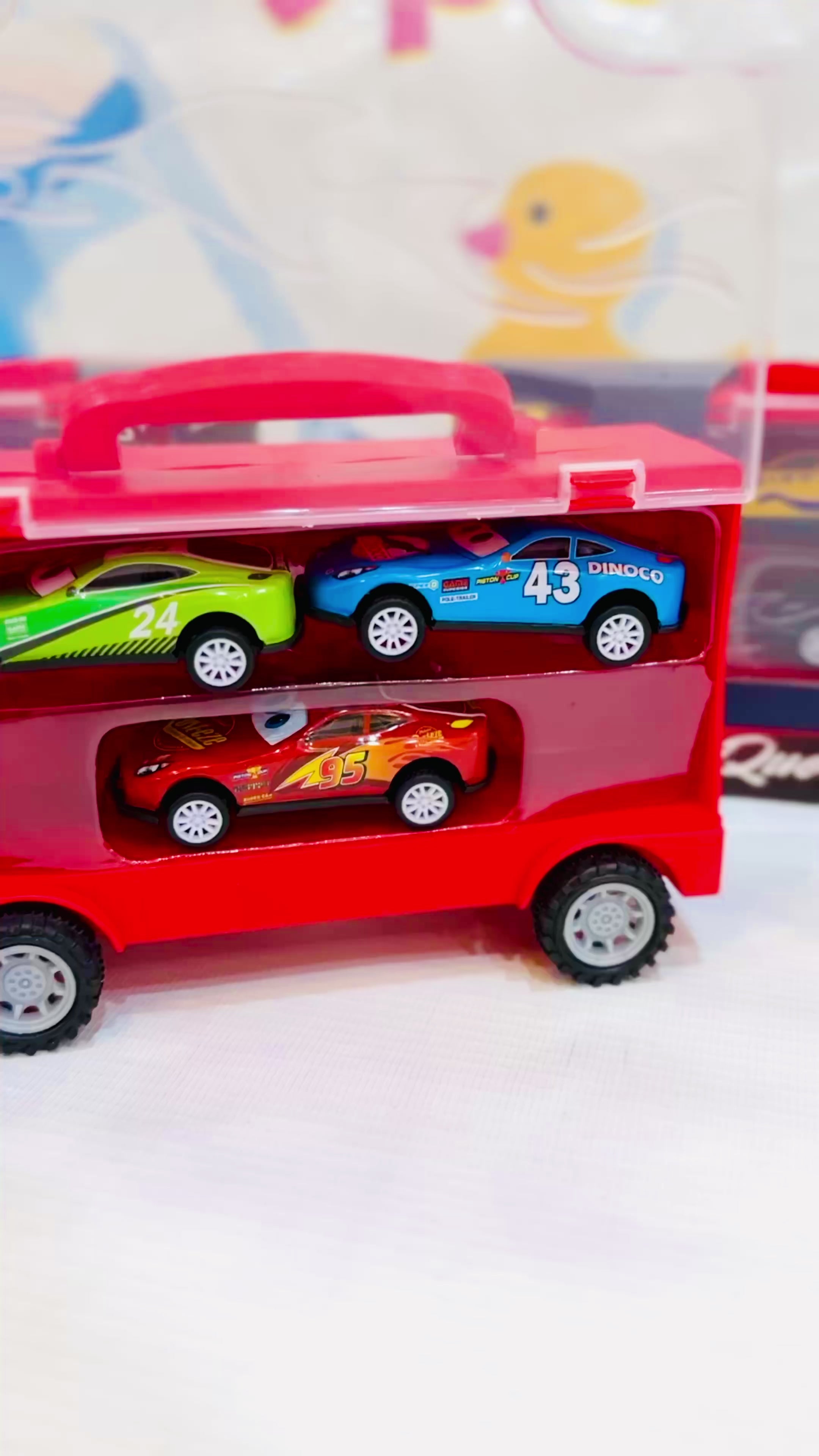 Free Wheel Car Carrier Truck with 3 Mini Cars – Big Adventures for Little Racers! 🚚💥