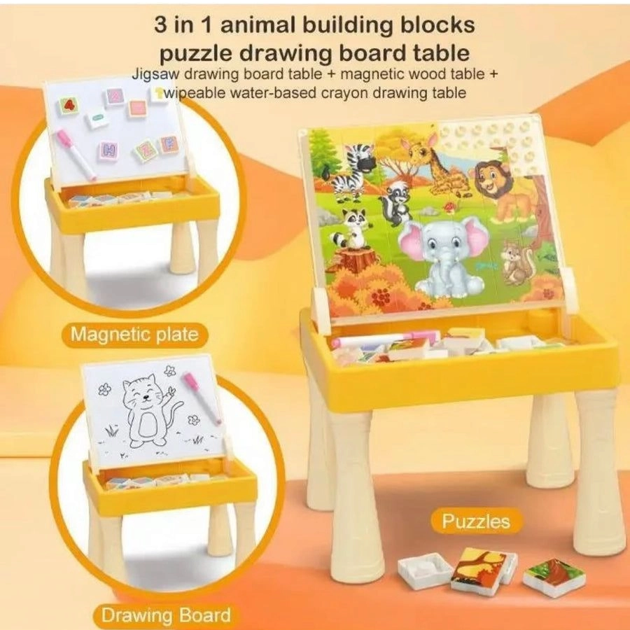 Drawing Board Animal Park With Multifunctional Magnetic Block Puzzle