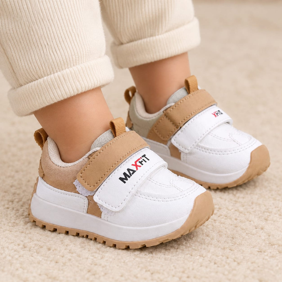 baby shoes, baby sneakers, toddler shoes, toddler sneakers, white baby shoes, beige baby shoes, velcro baby shoes, strap baby shoes, baby boy shoes, baby girl shoes, unisex baby shoes, infant sneakers, first walker shoes, walking shoes, kids footwear, baby footwear, casual baby shoes, lightweight baby shoes, comfortable baby shoes, imported baby shoes, premium baby shoes, cute baby shoes, trendy baby sneakers, neutral baby shoes, Little Spot, Baby Spot, MAXFIT