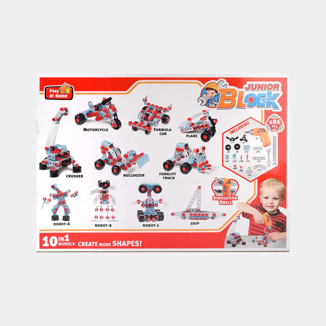 DIY Junior Mechanic Tool Kit Blocks with Simulation Drill - 10 in 1 Models