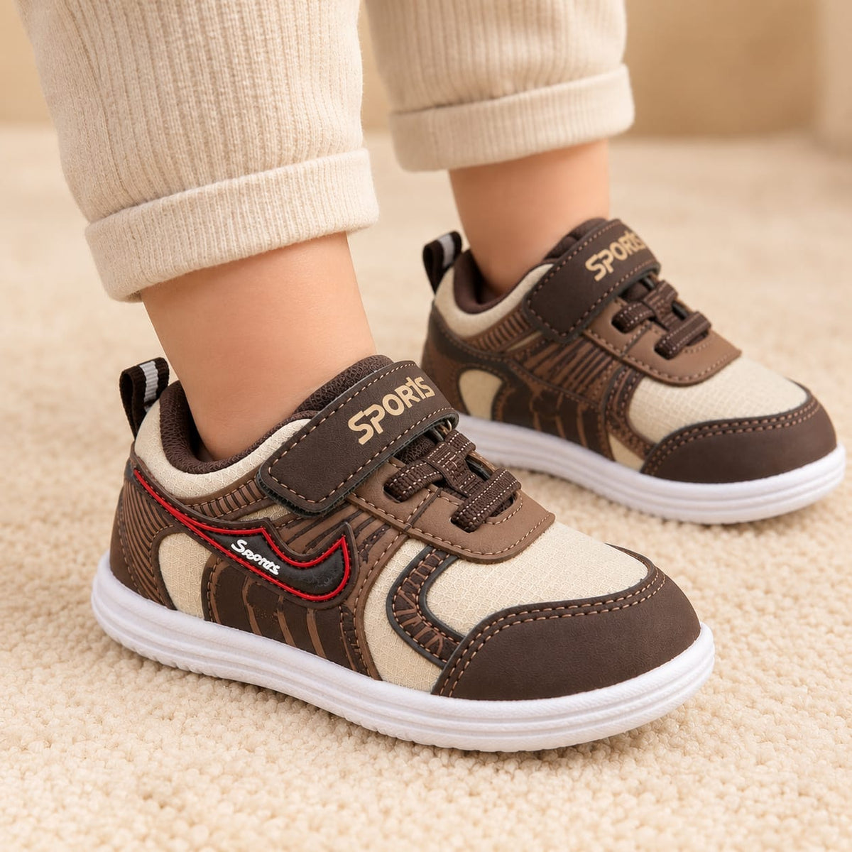 baby shoes, baby sneakers, baby sports shoes, toddler shoes, toddler sneakers, boys baby shoes, girls baby shoes, unisex baby shoes, brown baby shoes, beige baby shoes, brown sneakers, beige sneakers, baby walking shoes, toddler walking shoes, kids sports shoes, kids sneakers, infant footwear, baby footwear, toddler footwear, velcro baby shoes, strap baby shoes, hook and loop shoes, casual baby shoes, casual toddler sneakers, lightweight baby shoes, comfortable baby shoes, everyday baby shoes, baby fashion 