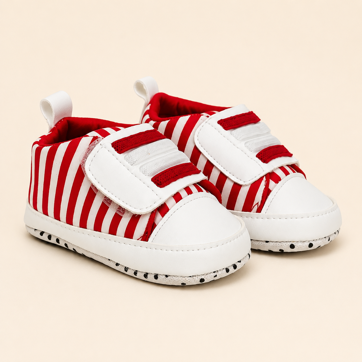 Imported Red & White Striped Baby Shoes
