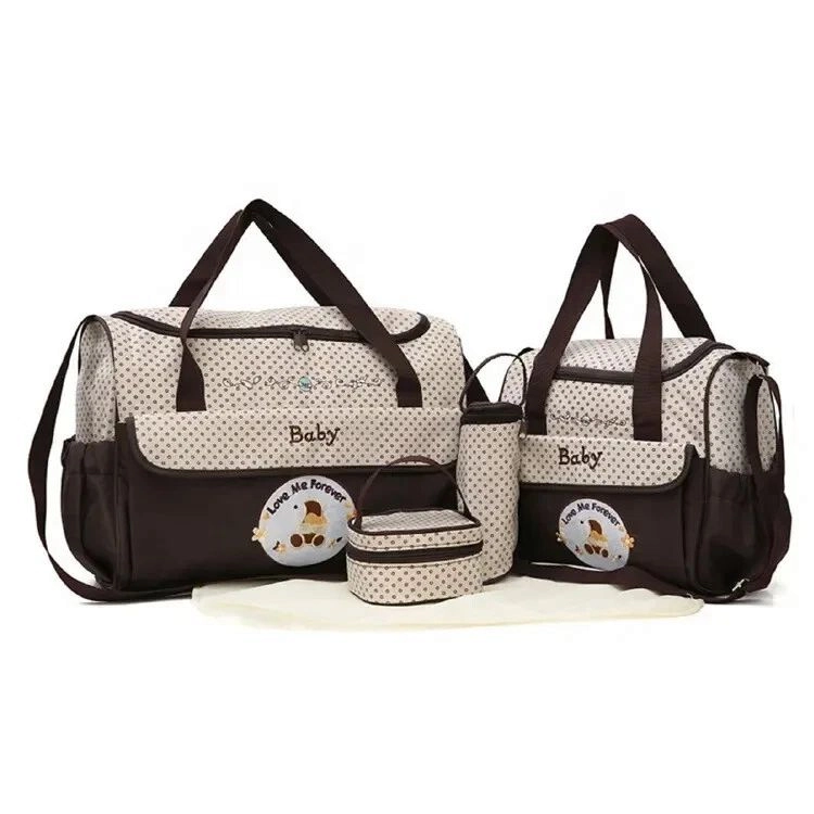 5 pcs baby/mother bag set Brown