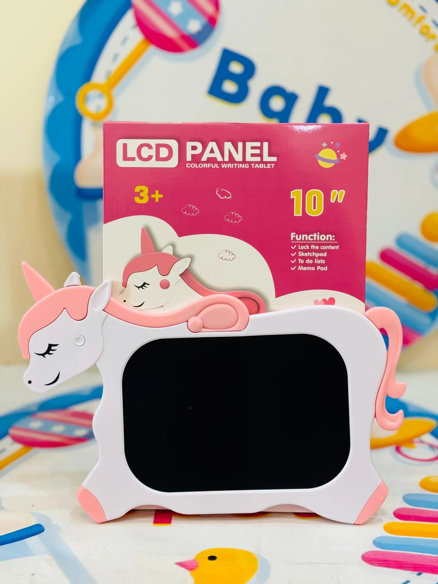 10-Inch LCD Writing Tablet – Fun &amp; Mess-Free Drawing! 🎨✨

Let creativity flow with the&nbsp;10-Inch LCD Writing Tablet, a&nbsp;lightweight and eco-friendly&nbsp;way for kids to&nbsp;draw, write, and doodle&nbsp;without the mess! With a&nbsp;colorful screen, easy pen holder, and one-key lock, it's perfect for&nbsp;learning, sketching, and playing anytime, anywhere.

🖍️ Why Kids Love It?

🌈&nbsp;Colorful LCD Screen&nbsp;– Bright and clear display for&nbsp;fun, eye-catching doodles! 🎨🖥️
🖊&nbsp;Round 